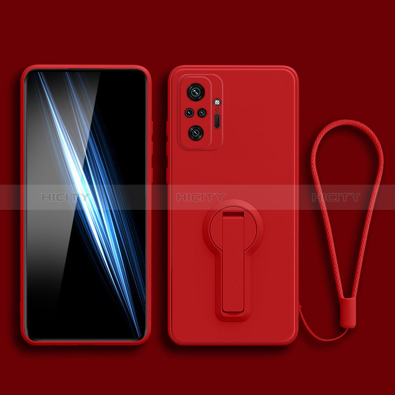 Silikon Hülle Handyhülle Ultra Dünn Schutzhülle Tasche Flexible mit Ständer für Xiaomi Redmi Note 10 4G Rot Plus