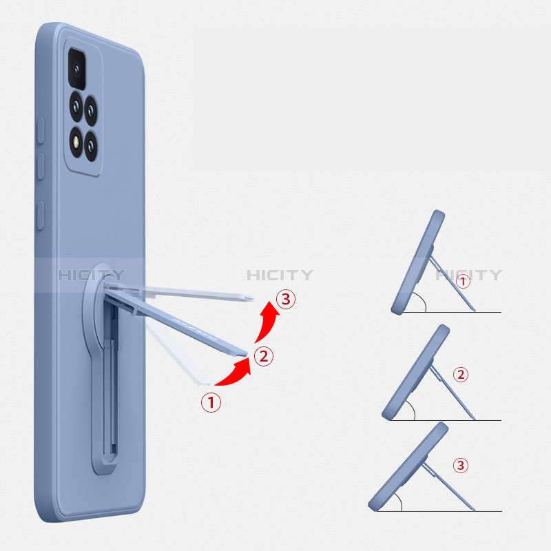 Silikon Hülle Handyhülle Ultra Dünn Schutzhülle Tasche Flexible mit Ständer für Xiaomi Redmi Note 11 Pro+ Plus 5G groß