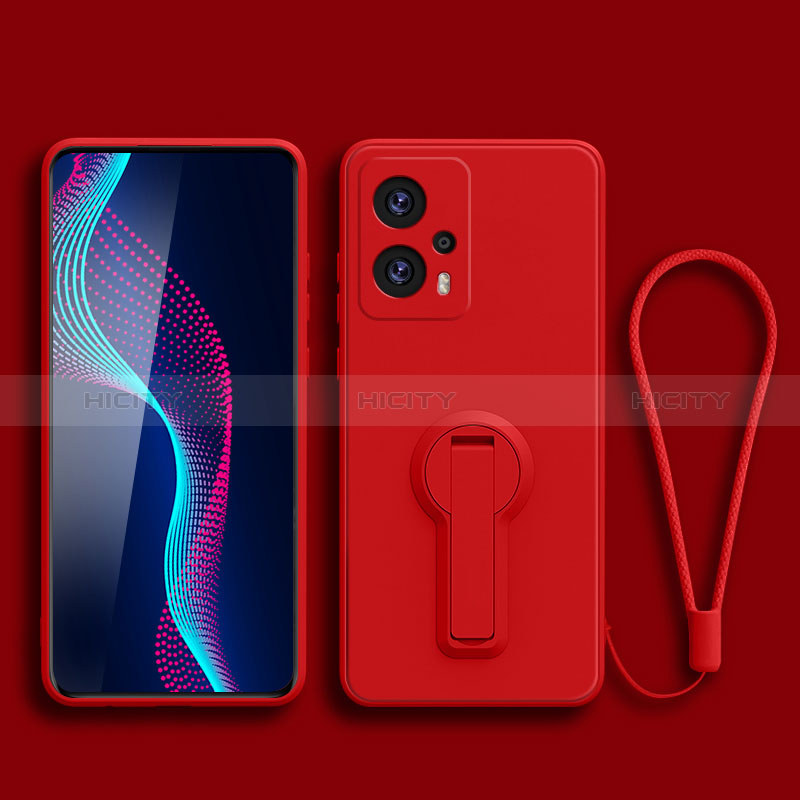 Silikon Hülle Handyhülle Ultra Dünn Schutzhülle Tasche Flexible mit Ständer für Xiaomi Redmi Note 11T Pro 5G Rot Plus