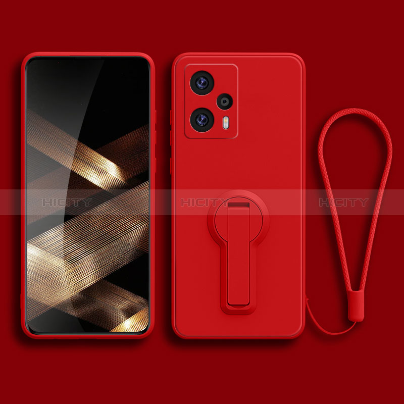 Silikon Hülle Handyhülle Ultra Dünn Schutzhülle Tasche Flexible mit Ständer für Xiaomi Redmi Note 12 Turbo 5G Rot Plus