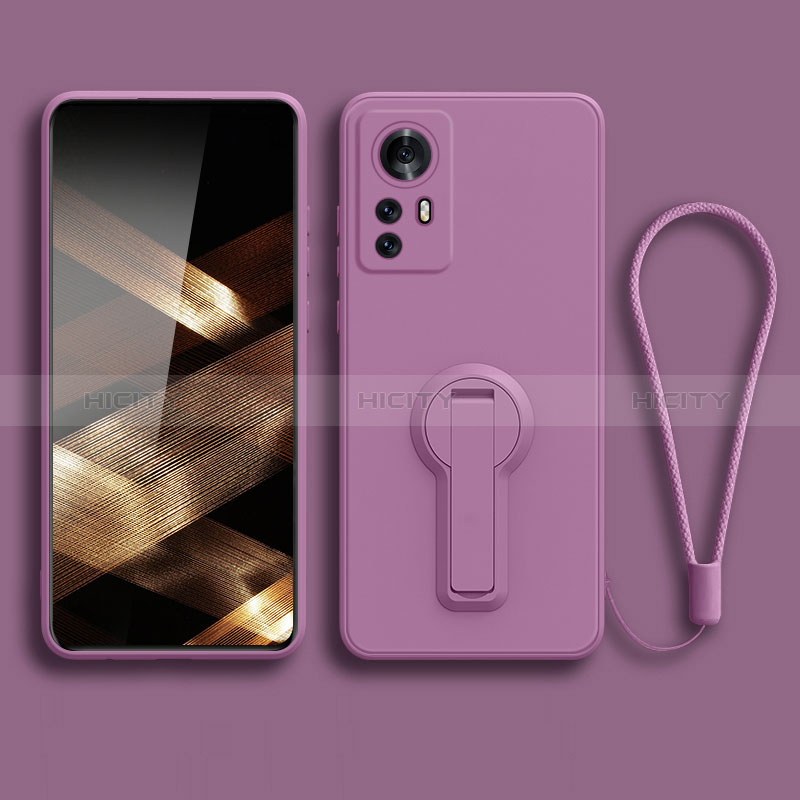 Silikon Hülle Handyhülle Ultra Dünn Schutzhülle Tasche Flexible mit Ständer für Xiaomi Redmi Note 12S Violett