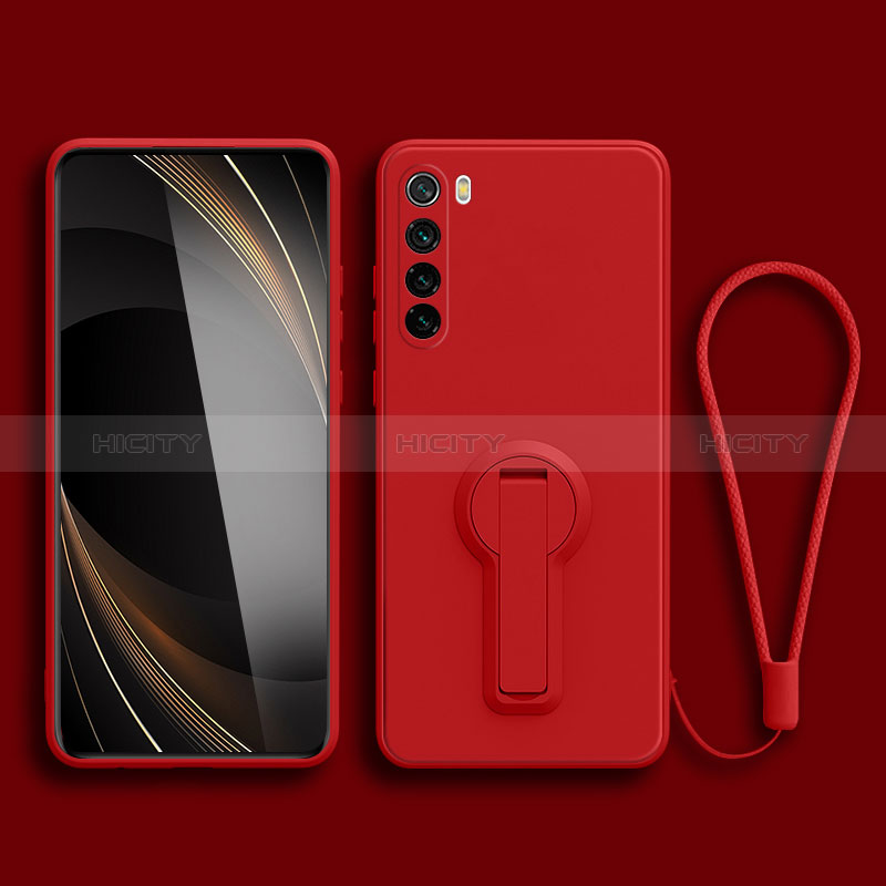 Silikon Hülle Handyhülle Ultra Dünn Schutzhülle Tasche Flexible mit Ständer für Xiaomi Redmi Note 8 (2021) Rot