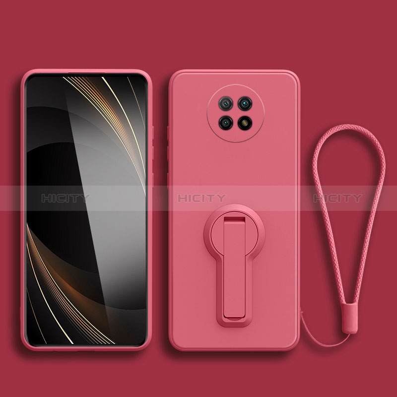 Silikon Hülle Handyhülle Ultra Dünn Schutzhülle Tasche Flexible mit Ständer für Xiaomi Redmi Note 9 5G Pink