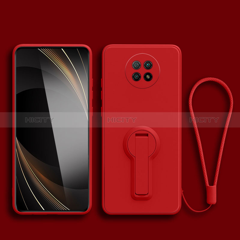 Silikon Hülle Handyhülle Ultra Dünn Schutzhülle Tasche Flexible mit Ständer für Xiaomi Redmi Note 9 5G Rot