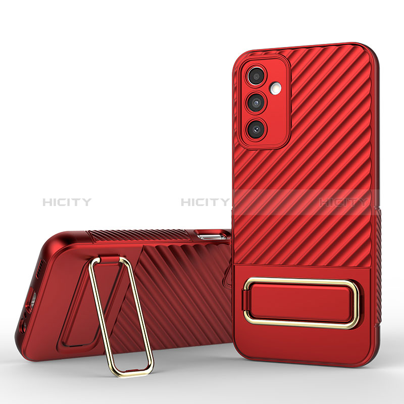 Silikon Hülle Handyhülle Ultra Dünn Schutzhülle Tasche Flexible mit Ständer KC1 für Samsung Galaxy A14 4G Rot