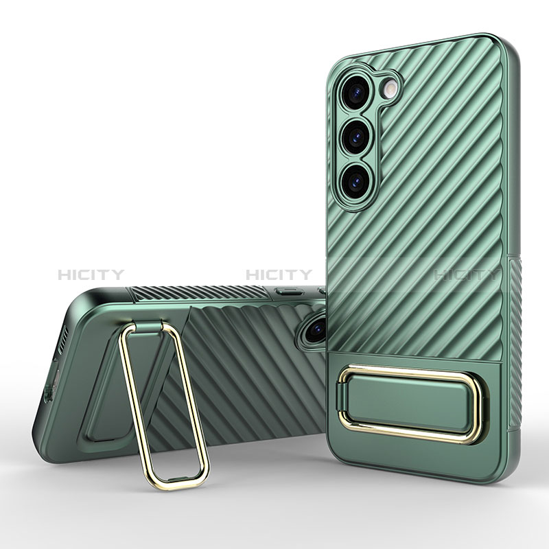 Silikon Hülle Handyhülle Ultra Dünn Schutzhülle Tasche Flexible mit Ständer KC1 für Samsung Galaxy S22 5G Grün