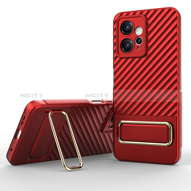 Silikon Hülle Handyhülle Ultra Dünn Schutzhülle Tasche Flexible mit Ständer KC1 für Xiaomi Redmi Note 12 4G Rot