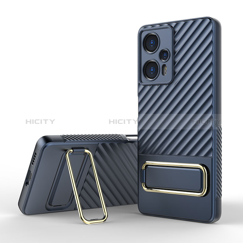 Silikon Hülle Handyhülle Ultra Dünn Schutzhülle Tasche Flexible mit Ständer KC1 für Xiaomi Redmi Note 12 Turbo 5G Blau