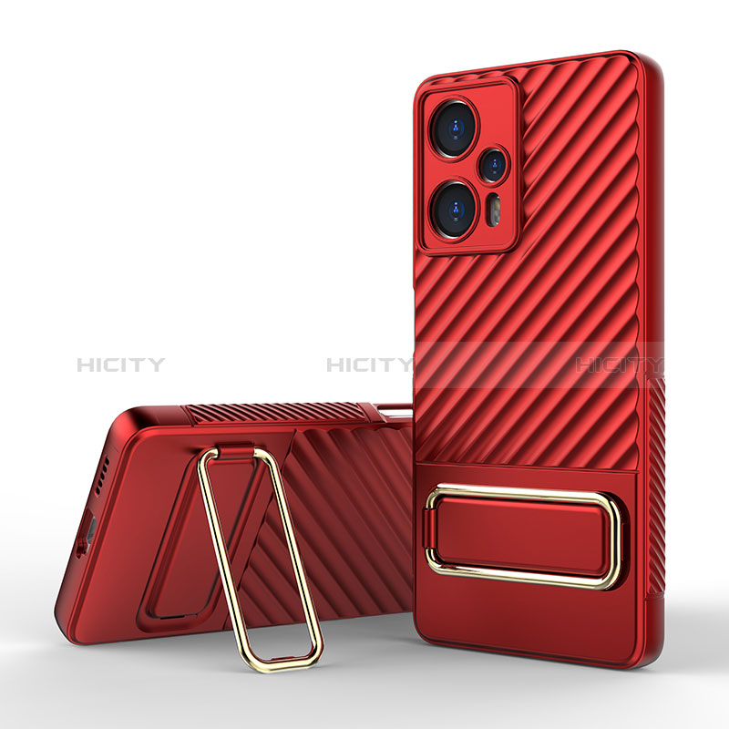 Silikon Hülle Handyhülle Ultra Dünn Schutzhülle Tasche Flexible mit Ständer KC1 für Xiaomi Redmi Note 12 Turbo 5G Rot Plus