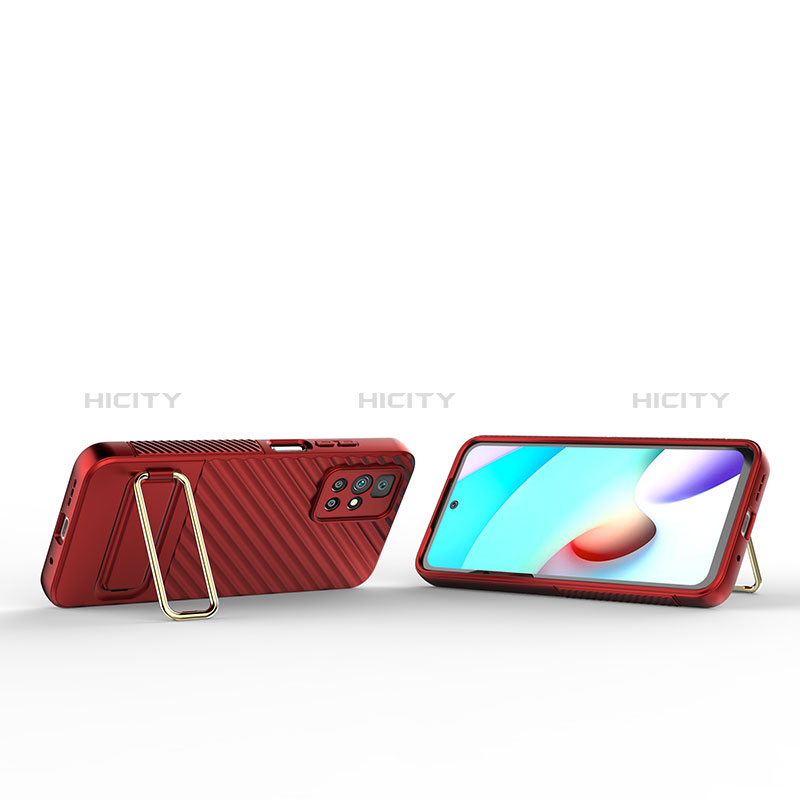 Silikon Hülle Handyhülle Ultra Dünn Schutzhülle Tasche Flexible mit Ständer KC2 für Xiaomi Redmi 10 Prime groß