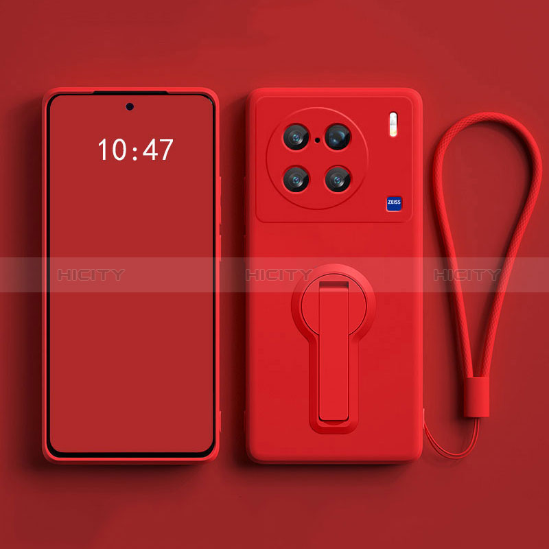 Silikon Hülle Handyhülle Ultra Dünn Schutzhülle Tasche Flexible mit Ständer S01 für Vivo X90 Pro 5G Rot