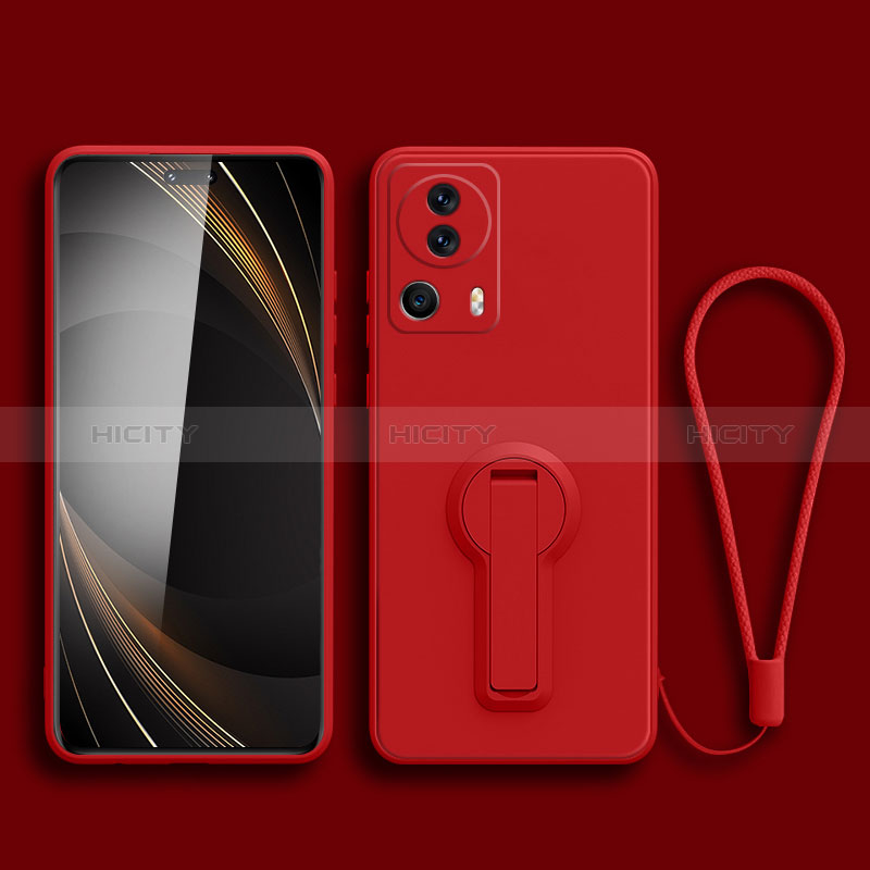 Silikon Hülle Handyhülle Ultra Dünn Schutzhülle Tasche Flexible mit Ständer S01 für Xiaomi Mi 12 Lite NE 5G Rot Plus