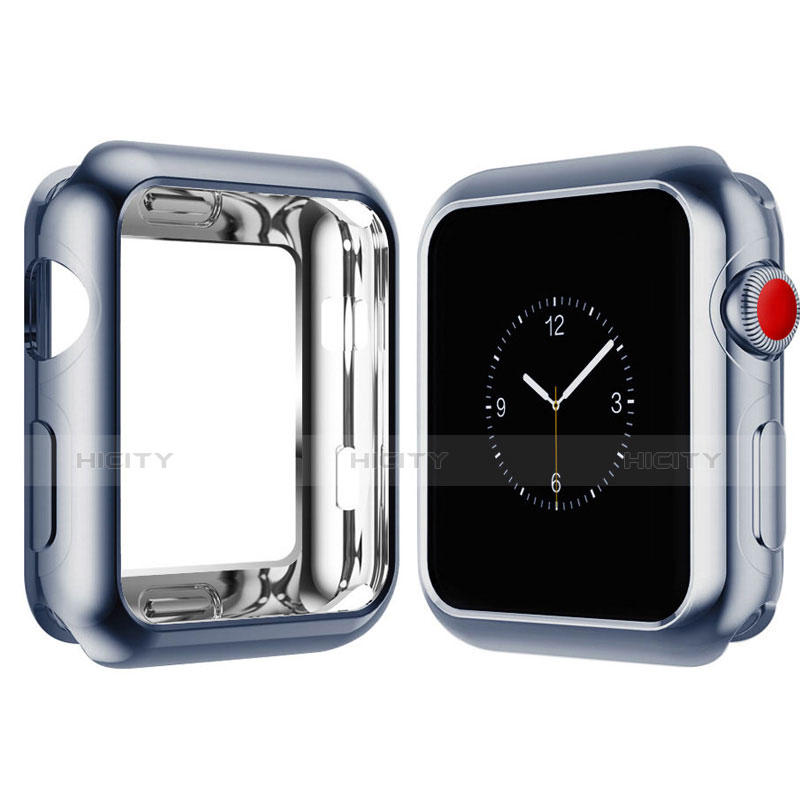 Silikon Hülle Handyhülle Ultra Dünn Schutzhülle Tasche S02 für Apple iWatch 4 40mm Hellblau Plus