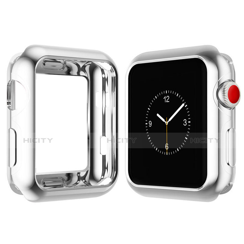 Silikon Hülle Handyhülle Ultra Dünn Schutzhülle Tasche S02 für Apple iWatch 4 44mm Silber