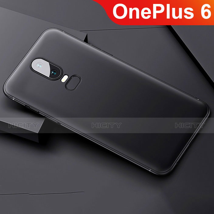 Silikon Hülle Handyhülle Ultra Dünn Schutzhülle Tasche S02 für OnePlus 6 Schwarz