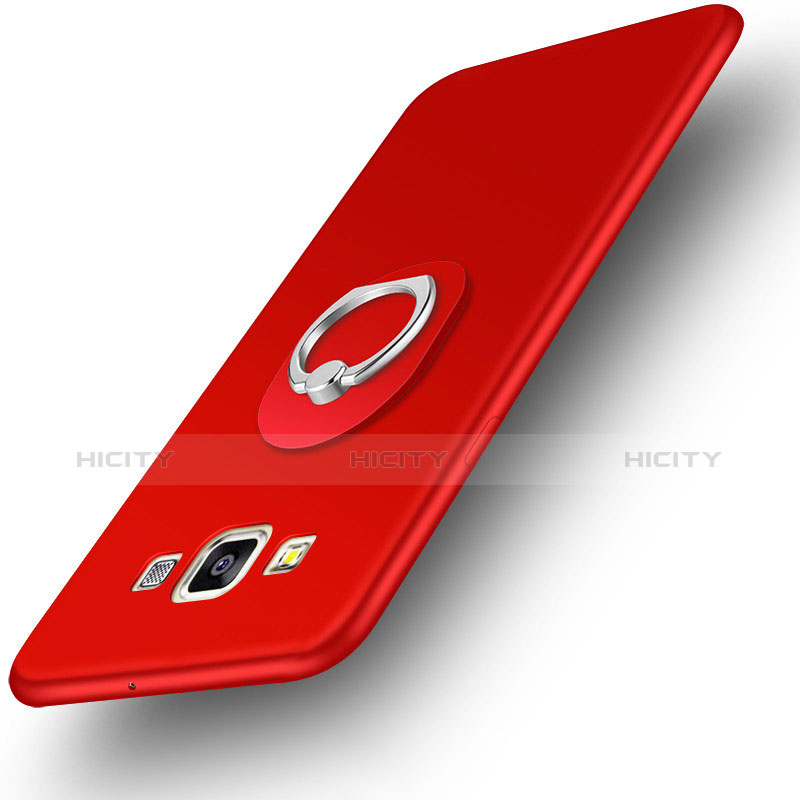 Silikon Hülle Handyhülle Ultra Dünn Schutzhülle Tasche Silikon mit Fingerring Ständer für Samsung Galaxy DS A300G A300H A300M Rot Plus