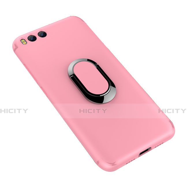 Silikon Hülle Handyhülle Ultra Dünn Schutzhülle Tasche Silikon mit Fingerring Ständer für Xiaomi Mi 6 Rosa Plus