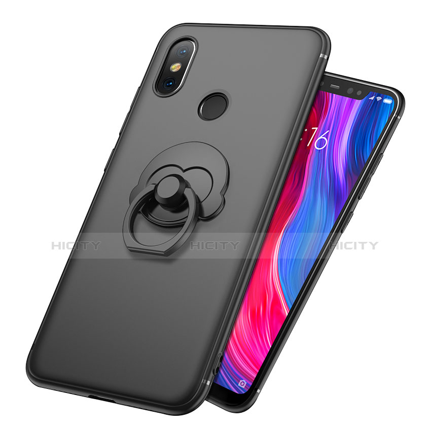 Silikon Hülle Handyhülle Ultra Dünn Schutzhülle Tasche Silikon mit Fingerring Ständer für Xiaomi Mi 8