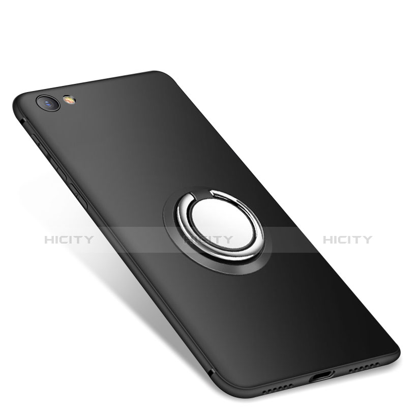 Silikon Hülle Handyhülle Ultra Dünn Schutzhülle Tasche Silikon mit Fingerring Ständer für Xiaomi Redmi Note 5A Standard Edition Schwarz