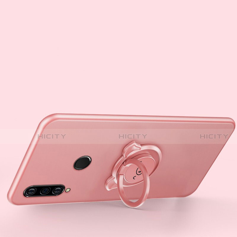 Silikon Hülle Handyhülle Ultra Dünn Schutzhülle Tasche Silikon mit Magnetisch Fingerring Ständer A01 für Huawei Nova 4e