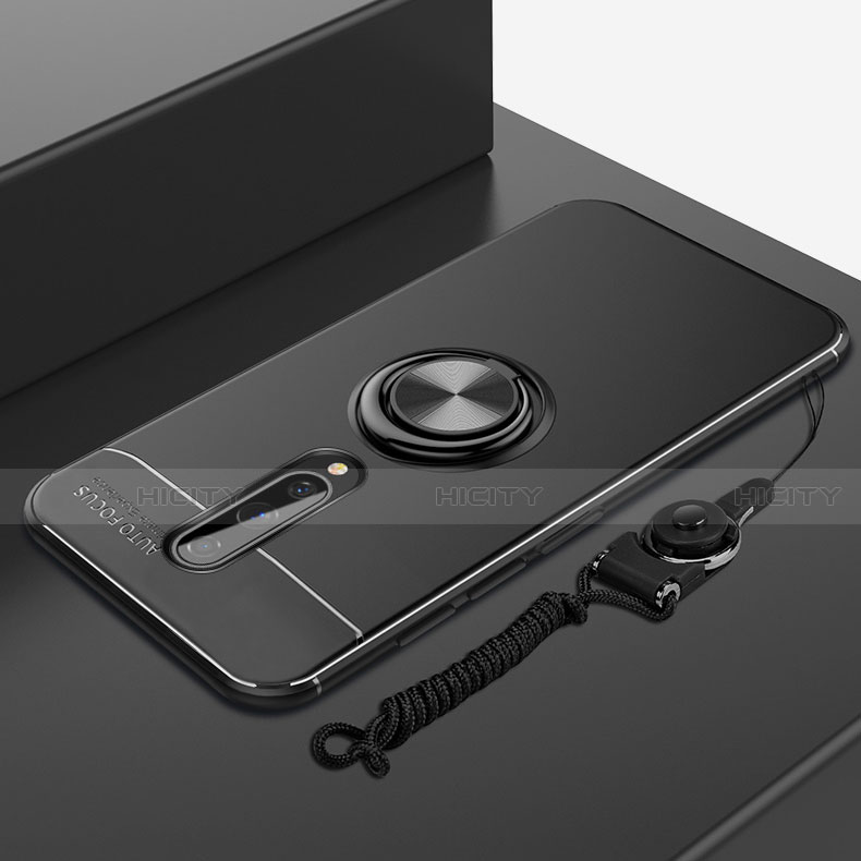 Silikon Hülle Handyhülle Ultra Dünn Schutzhülle Tasche Silikon mit Magnetisch Fingerring Ständer A01 für OnePlus 8 Schwarz