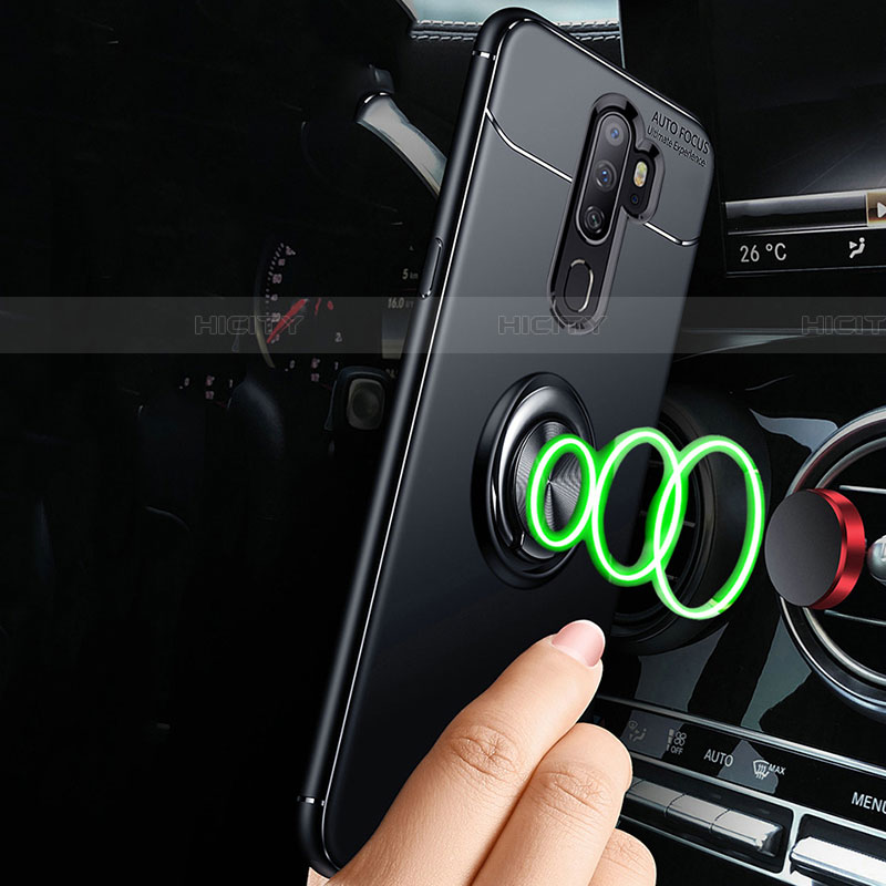 Silikon Hülle Handyhülle Ultra Dünn Schutzhülle Tasche Silikon mit Magnetisch Fingerring Ständer A01 für Oppo A9 (2020) groß