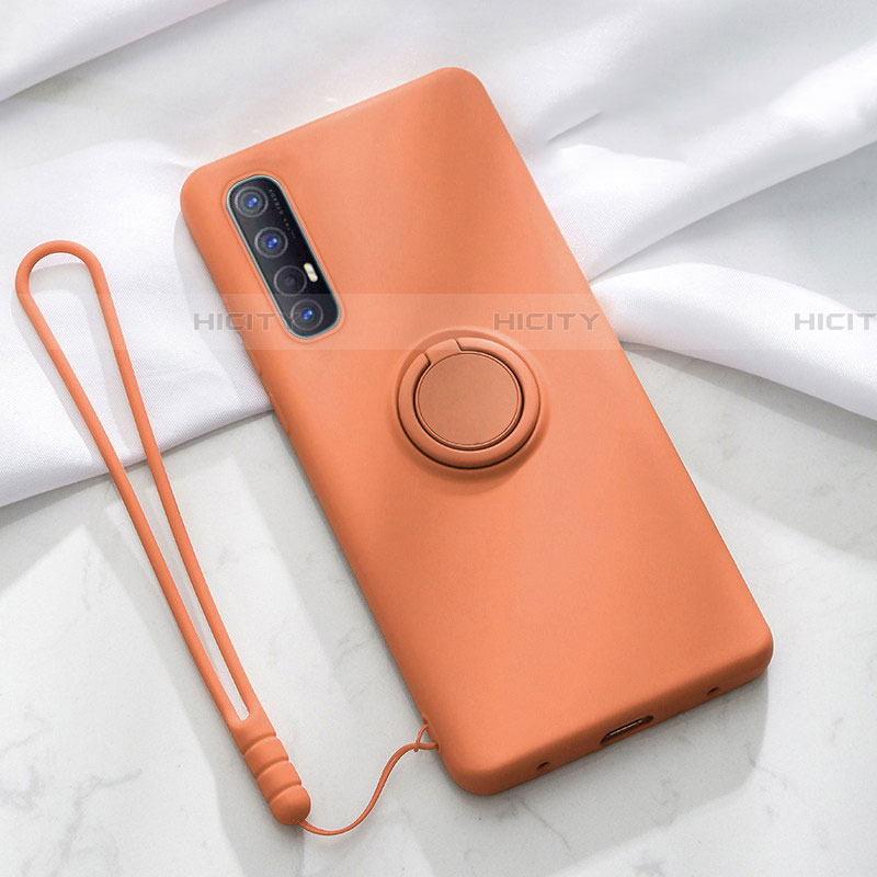 Silikon Hülle Handyhülle Ultra Dünn Schutzhülle Tasche Silikon mit Magnetisch Fingerring Ständer A01 für Oppo Find X2 Neo Orange Plus