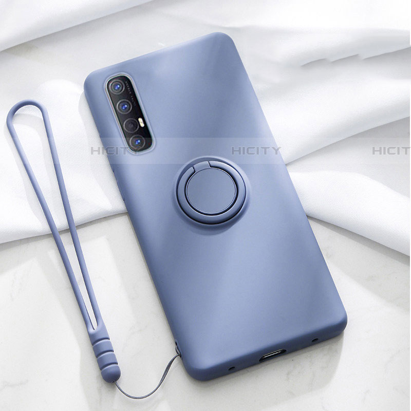 Silikon Hülle Handyhülle Ultra Dünn Schutzhülle Tasche Silikon mit Magnetisch Fingerring Ständer A01 für Oppo Reno3 Pro groß