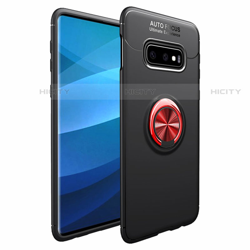 Silikon Hülle Handyhülle Ultra Dünn Schutzhülle Tasche Silikon mit Magnetisch Fingerring Ständer A01 für Samsung Galaxy S10 5G Rot und Schwarz Plus