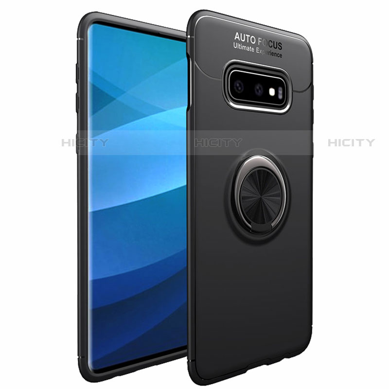 Silikon Hülle Handyhülle Ultra Dünn Schutzhülle Tasche Silikon mit Magnetisch Fingerring Ständer A01 für Samsung Galaxy S10 5G Schwarz