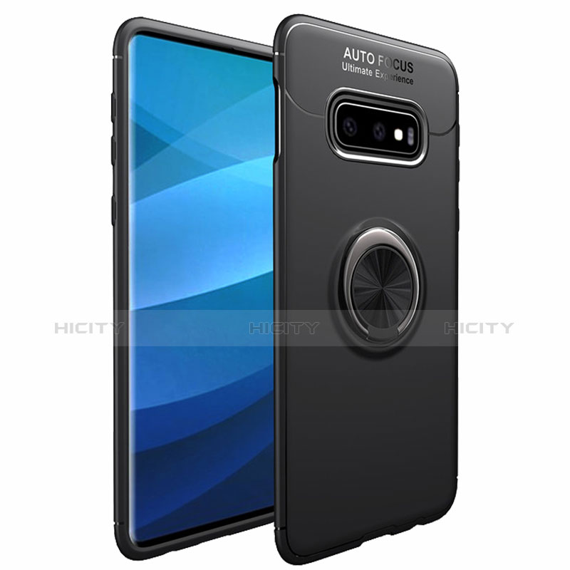 Silikon Hülle Handyhülle Ultra Dünn Schutzhülle Tasche Silikon mit Magnetisch Fingerring Ständer A01 für Samsung Galaxy S10 Plus Schwarz Plus