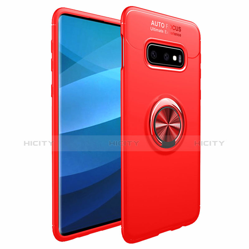 Silikon Hülle Handyhülle Ultra Dünn Schutzhülle Tasche Silikon mit Magnetisch Fingerring Ständer A01 für Samsung Galaxy S10 Rot