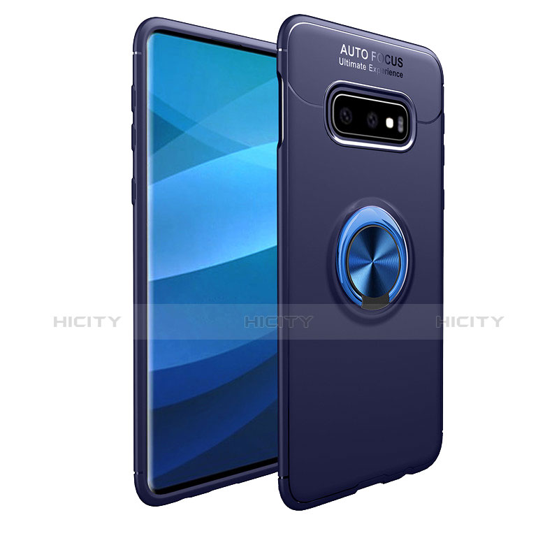 Silikon Hülle Handyhülle Ultra Dünn Schutzhülle Tasche Silikon mit Magnetisch Fingerring Ständer A01 für Samsung Galaxy S10e Blau