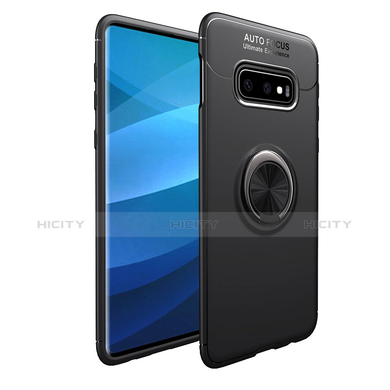 Silikon Hülle Handyhülle Ultra Dünn Schutzhülle Tasche Silikon mit Magnetisch Fingerring Ständer A01 für Samsung Galaxy S10e Schwarz