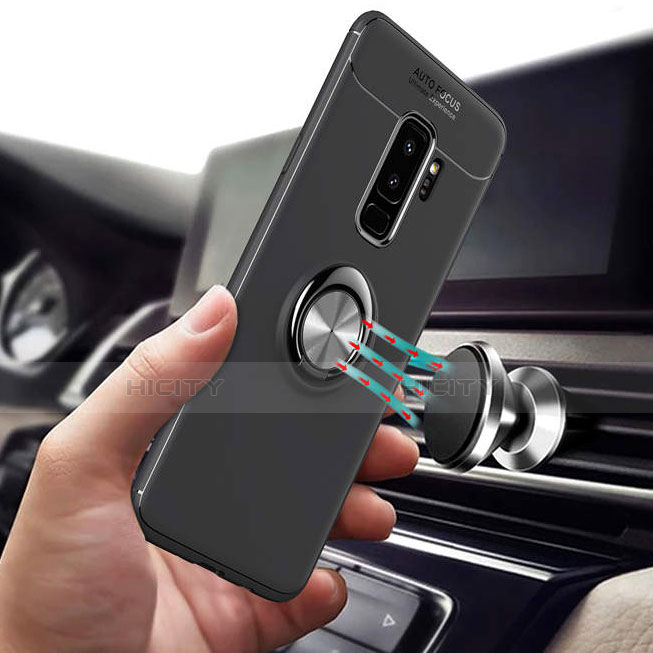 Silikon Hülle Handyhülle Ultra Dünn Schutzhülle Tasche Silikon mit Magnetisch Fingerring Ständer A01 für Samsung Galaxy S9 Plus