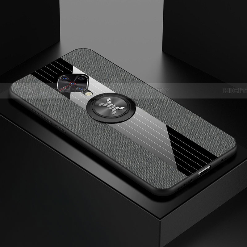 Silikon Hülle Handyhülle Ultra Dünn Schutzhülle Tasche Silikon mit Magnetisch Fingerring Ständer A01 für Vivo S1 Pro groß