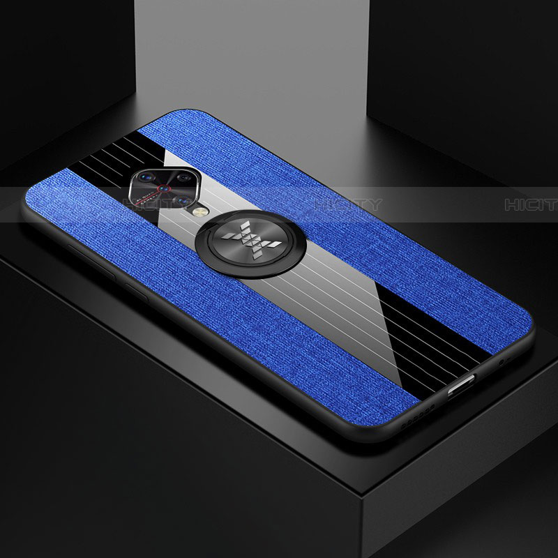 Silikon Hülle Handyhülle Ultra Dünn Schutzhülle Tasche Silikon mit Magnetisch Fingerring Ständer A01 für Vivo S1 Pro groß