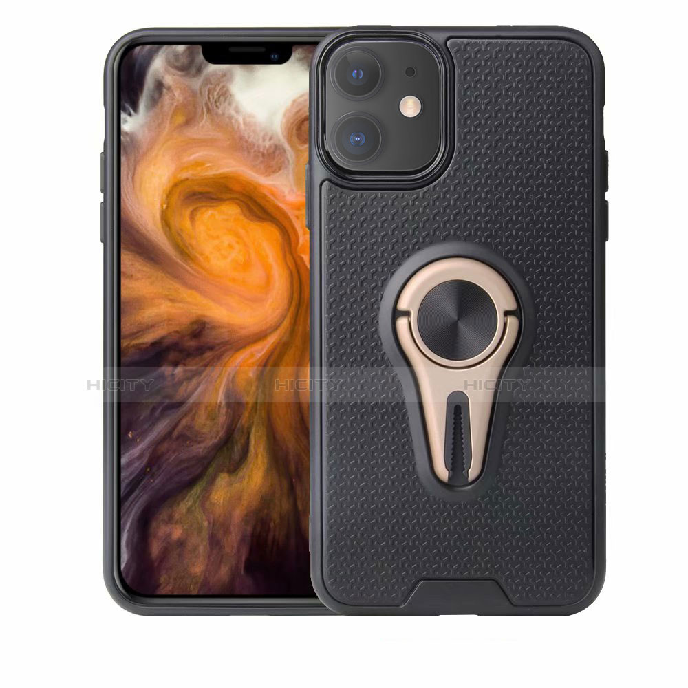 Silikon Hülle Handyhülle Ultra Dünn Schutzhülle Tasche Silikon mit Magnetisch Fingerring Ständer A02 für Apple iPhone 11 Gold Plus