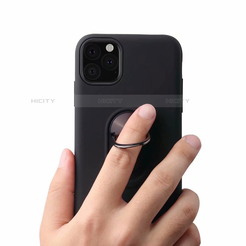 Silikon Hülle Handyhülle Ultra Dünn Schutzhülle Tasche Silikon mit Magnetisch Fingerring Ständer A02 für Apple iPhone 11 Pro groß