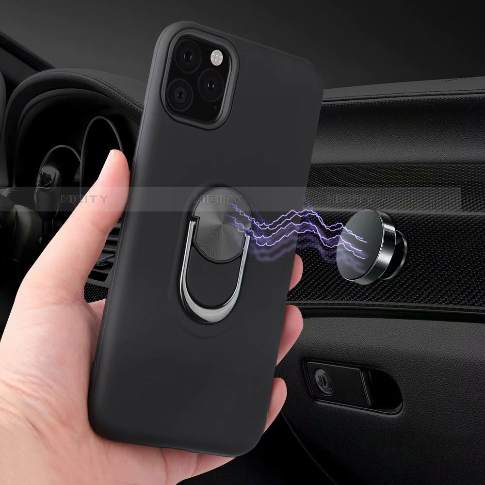 Silikon Hülle Handyhülle Ultra Dünn Schutzhülle Tasche Silikon mit Magnetisch Fingerring Ständer A02 für Apple iPhone 11 Pro groß