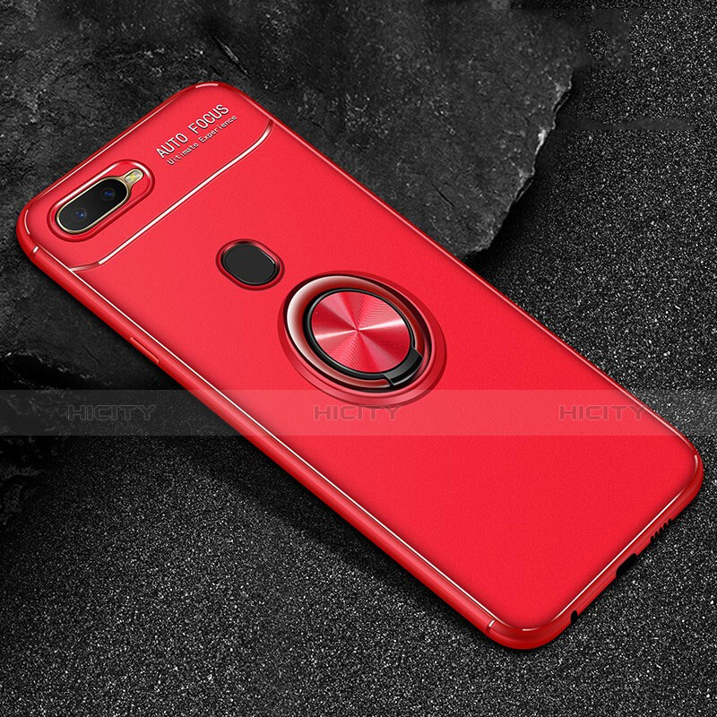 Silikon Hülle Handyhülle Ultra Dünn Schutzhülle Tasche Silikon mit Magnetisch Fingerring Ständer A02 für Oppo AX7 Rot