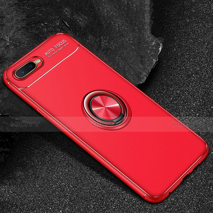 Silikon Hülle Handyhülle Ultra Dünn Schutzhülle Tasche Silikon mit Magnetisch Fingerring Ständer A02 für Oppo RX17 Neo Rot