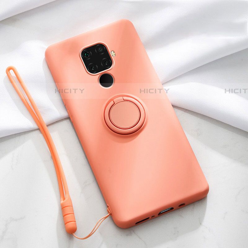 Silikon Hülle Handyhülle Ultra Dünn Schutzhülle Tasche Silikon mit Magnetisch Fingerring Ständer A03 für Huawei Mate 30 Lite Orange