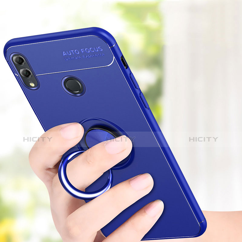 Silikon Hülle Handyhülle Ultra Dünn Schutzhülle Tasche Silikon mit Magnetisch Fingerring Ständer für Huawei Honor 10 Lite