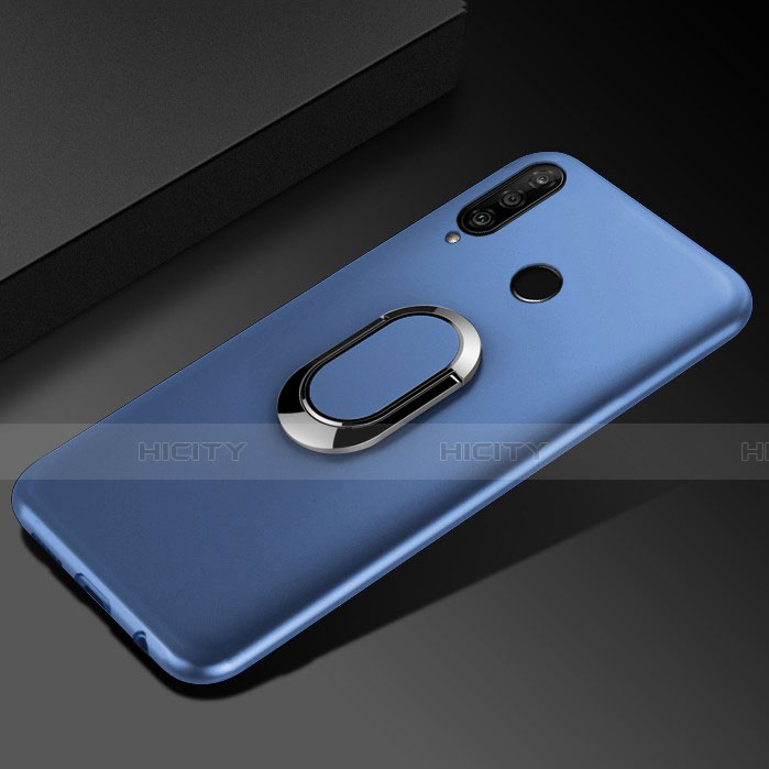 Silikon Hülle Handyhülle Ultra Dünn Schutzhülle Tasche Silikon mit Magnetisch Fingerring Ständer für Huawei Honor 10i Blau