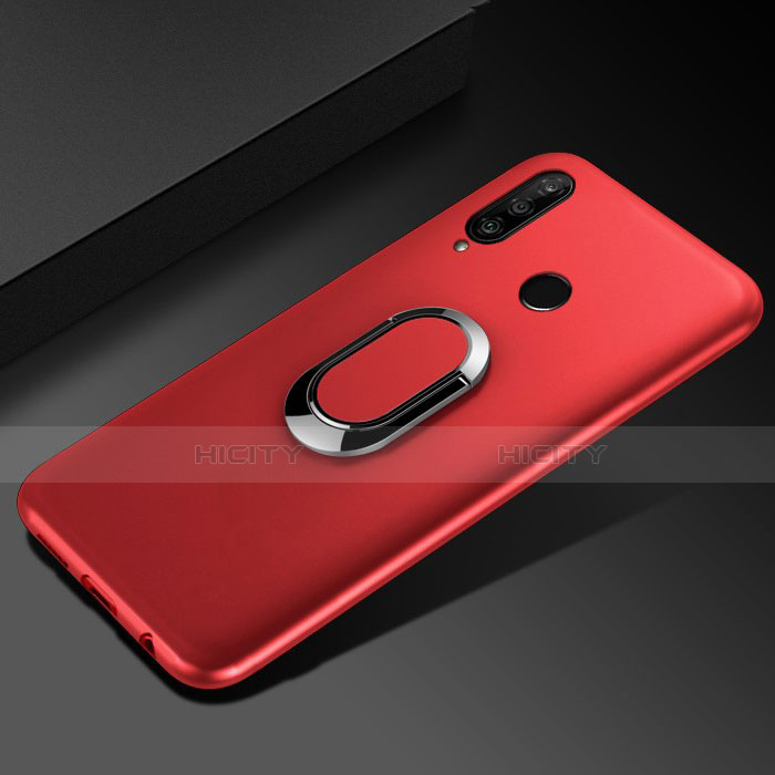 Silikon Hülle Handyhülle Ultra Dünn Schutzhülle Tasche Silikon mit Magnetisch Fingerring Ständer für Huawei Honor 20E Rot Plus