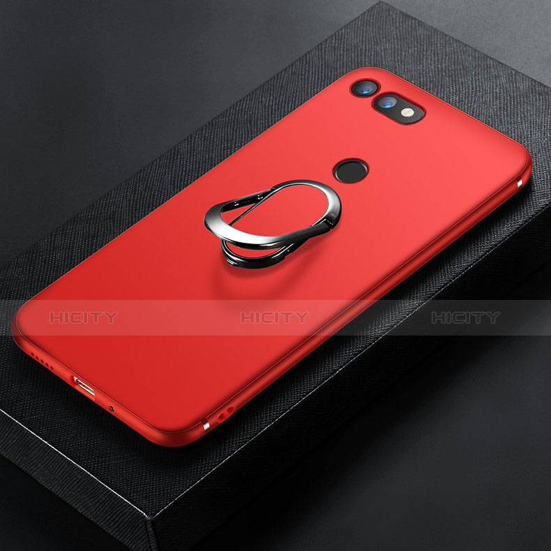 Silikon Hülle Handyhülle Ultra Dünn Schutzhülle Tasche Silikon mit Magnetisch Fingerring Ständer für Huawei Honor V20 Rot Plus