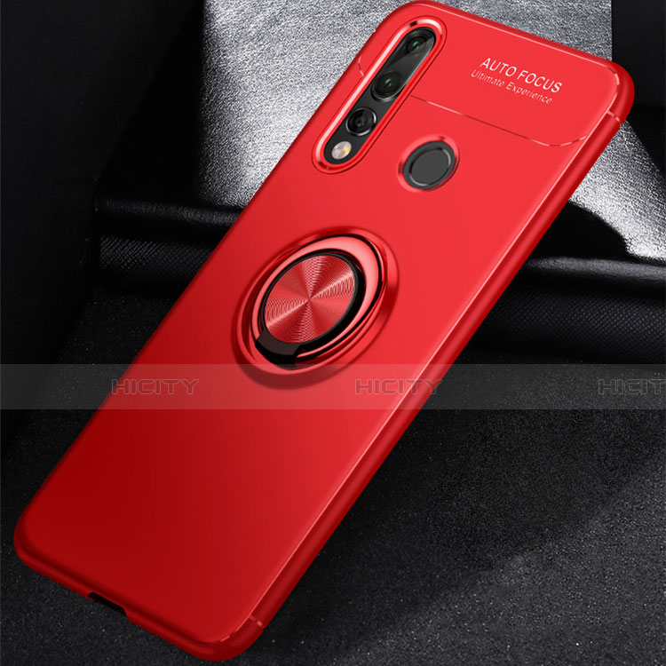 Silikon Hülle Handyhülle Ultra Dünn Schutzhülle Tasche Silikon mit Magnetisch Fingerring Ständer für Huawei P30 Lite New Edition Rot