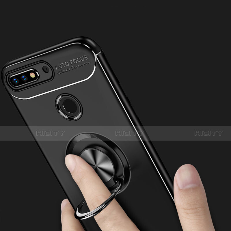 Silikon Hülle Handyhülle Ultra Dünn Schutzhülle Tasche Silikon mit Magnetisch Fingerring Ständer für Huawei Y9 (2018)