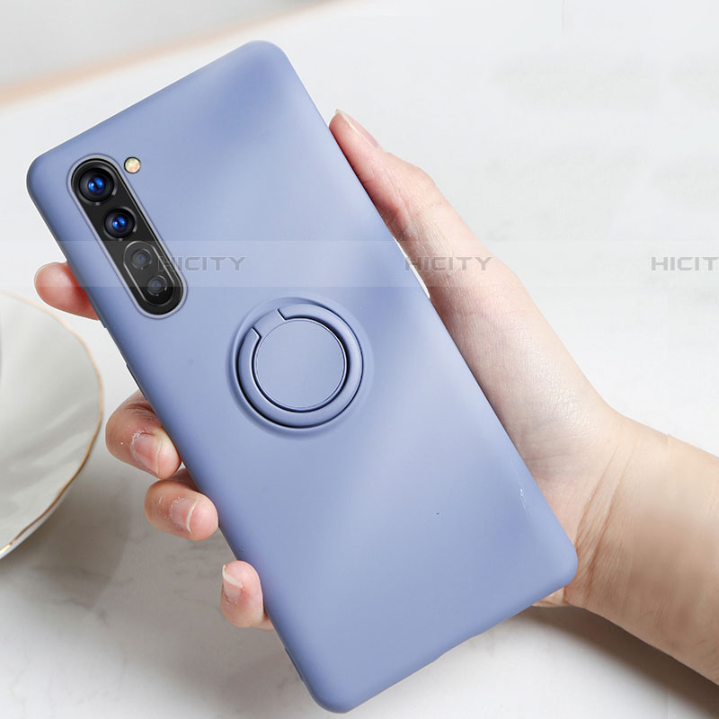 Silikon Hülle Handyhülle Ultra Dünn Schutzhülle Tasche Silikon mit Magnetisch Fingerring Ständer für Oppo Find X2 Lite